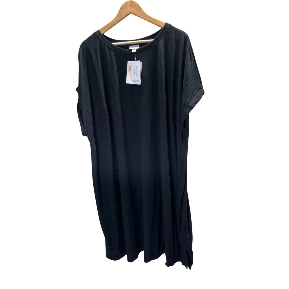 LuLaRoe Dress Women's Size 3XL Black Chelsea T-Shirt Dress Midi